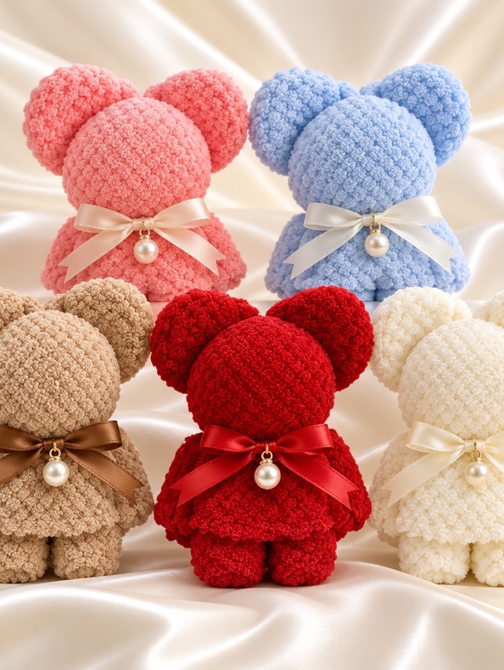 12 Bear-Shaped Towel Gift Set, 30 × 30 cm 6 bears, 6 gift bags